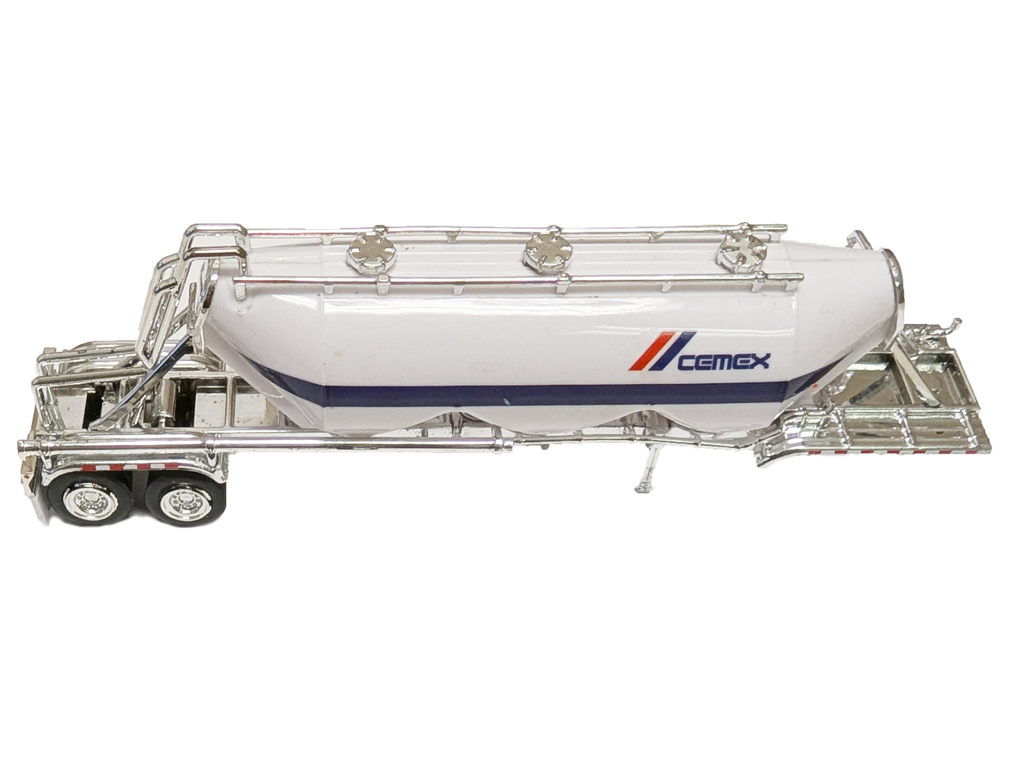 Peterbilt 367 Truck Tractor with Day Cab White and Articulated Tank Trailer "Cemex" White with Blue Stripes Combo Set 1/87 (HO) Plastic Model Car by HO Logistics