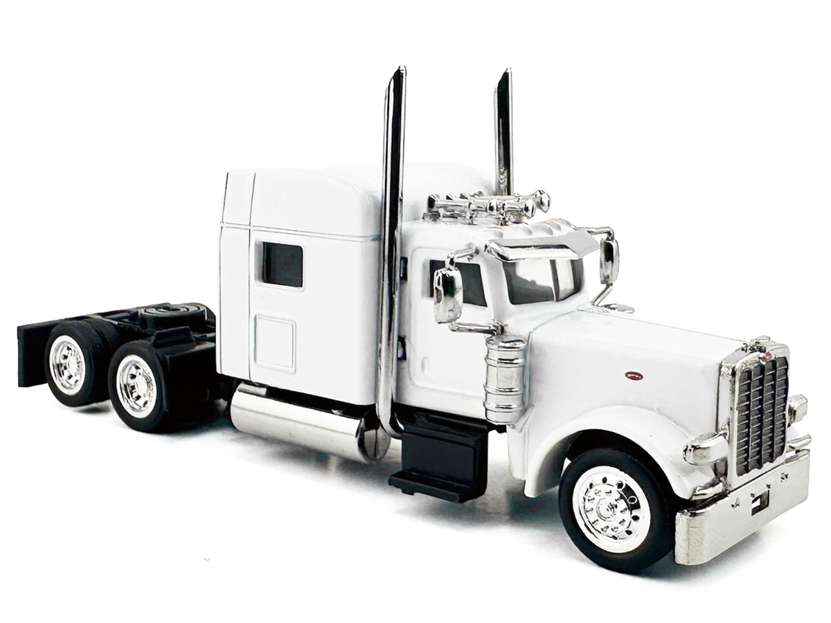 Peterbilt 389 Truck Tractor with Sleeper Cab White 1/87 (HO) Scale Plastic Model