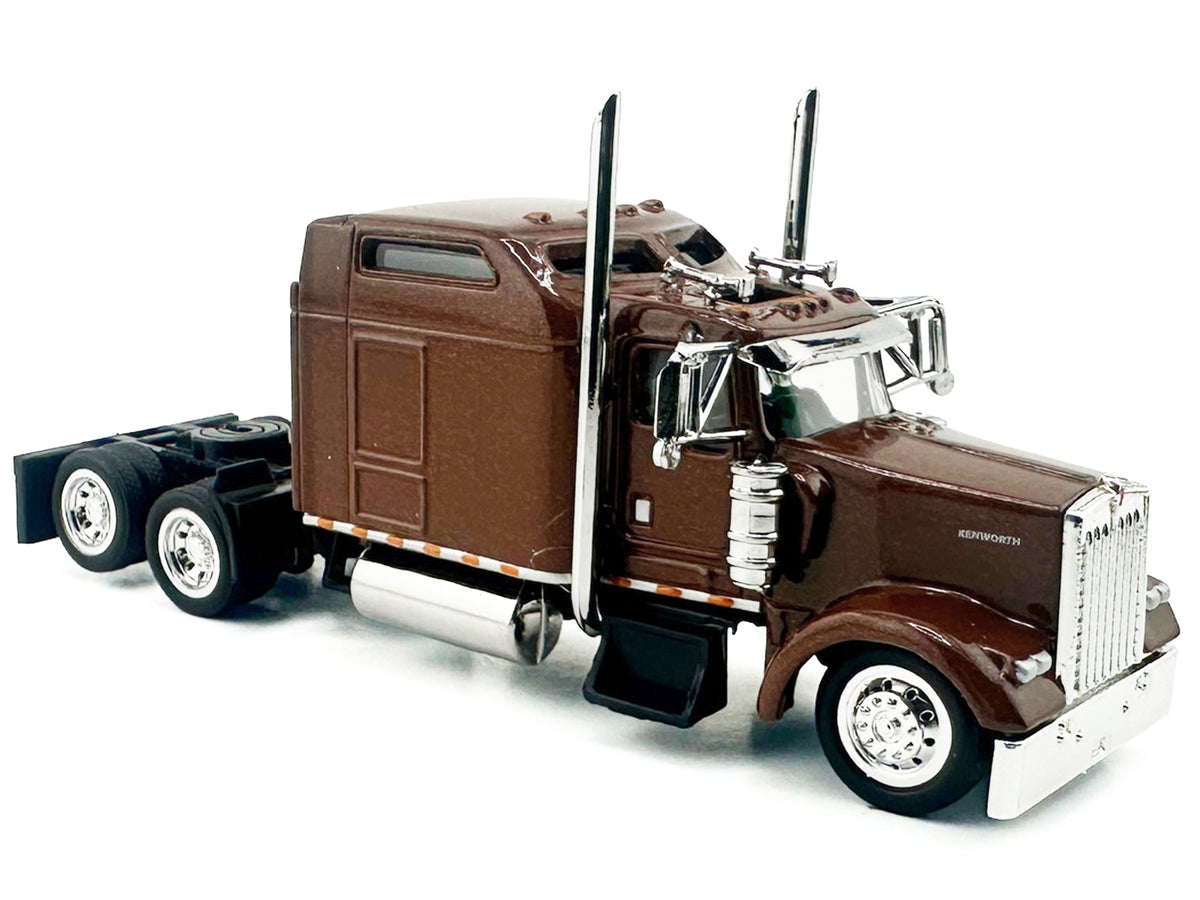 Kenworth W900L Truck Tractor Sleeper Cab Brown Metallic 1/87 Scale Plastic Model