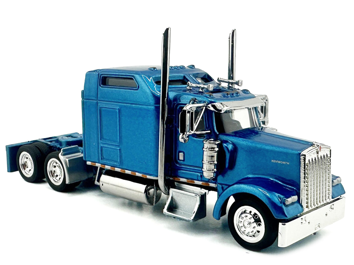 Kenworth W900L Truck Tractor Sleeper Cab Blue Metallic 1/87 Scale Plastic Model