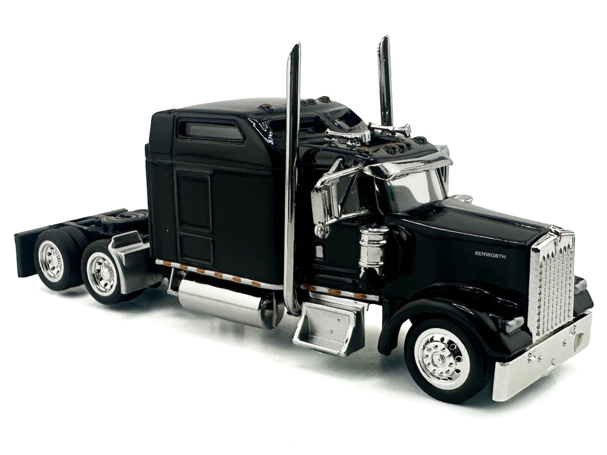 Kenworth W900L Truck Tractor with Sleeper Cab Black 1/87 Scale Plastic Model