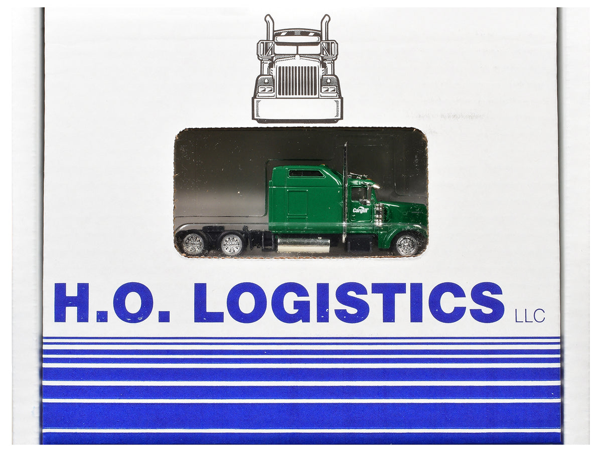 Kenworth W900L Truck Tractor Sleeper Cab Cargill Covered Grain Trailer Green
