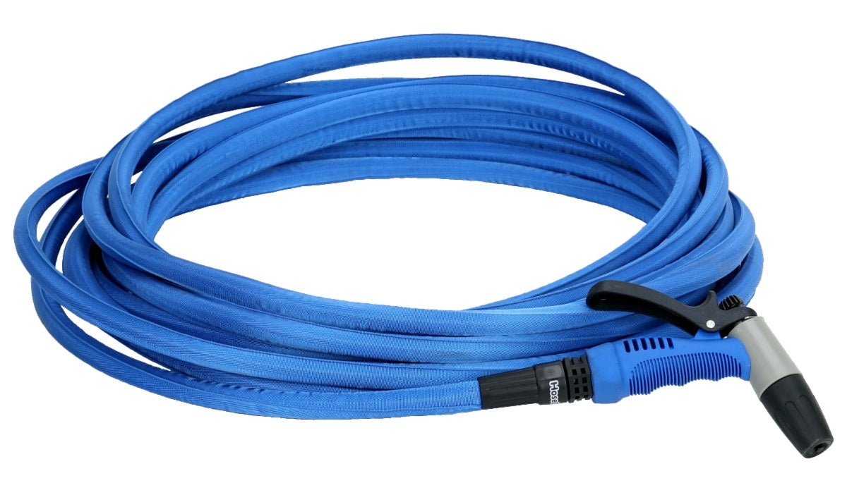 HoseCoil 75ft Blue Flexible Hose Wtron Kit with Rubber Tip Nozzle