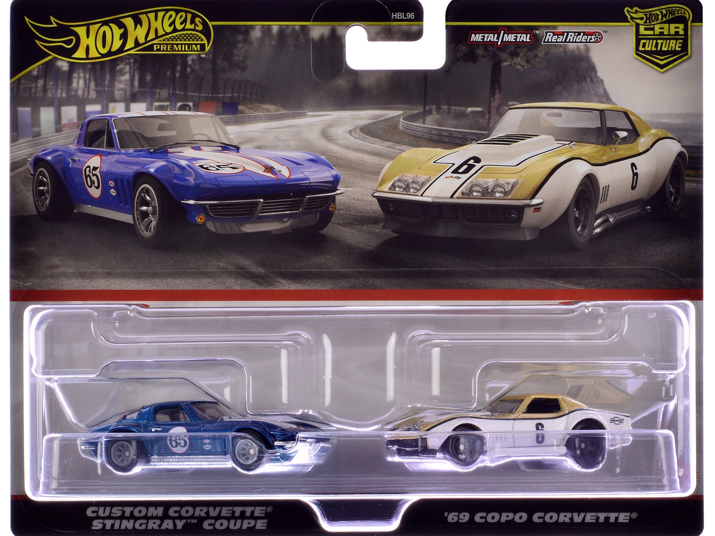Hot Wheels Chevrolet Custom Corvette Stingray Coupe #65 Blue Metallic with White Stripes and 1969 COPO #6 Gold "Car Culture" Set of 2 Cars Diecast Model by <h2>Chevrolet Wheels</h2> <p>High-quality ca