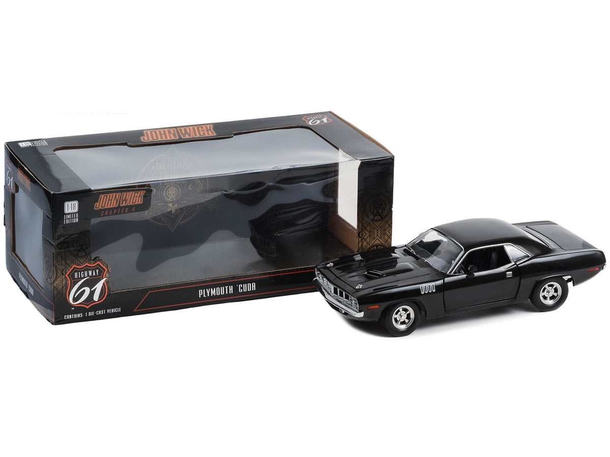 Plymouth Barracuda Black "John Wick: Chapter 4" (2023) Movie 1/18 Diecast
