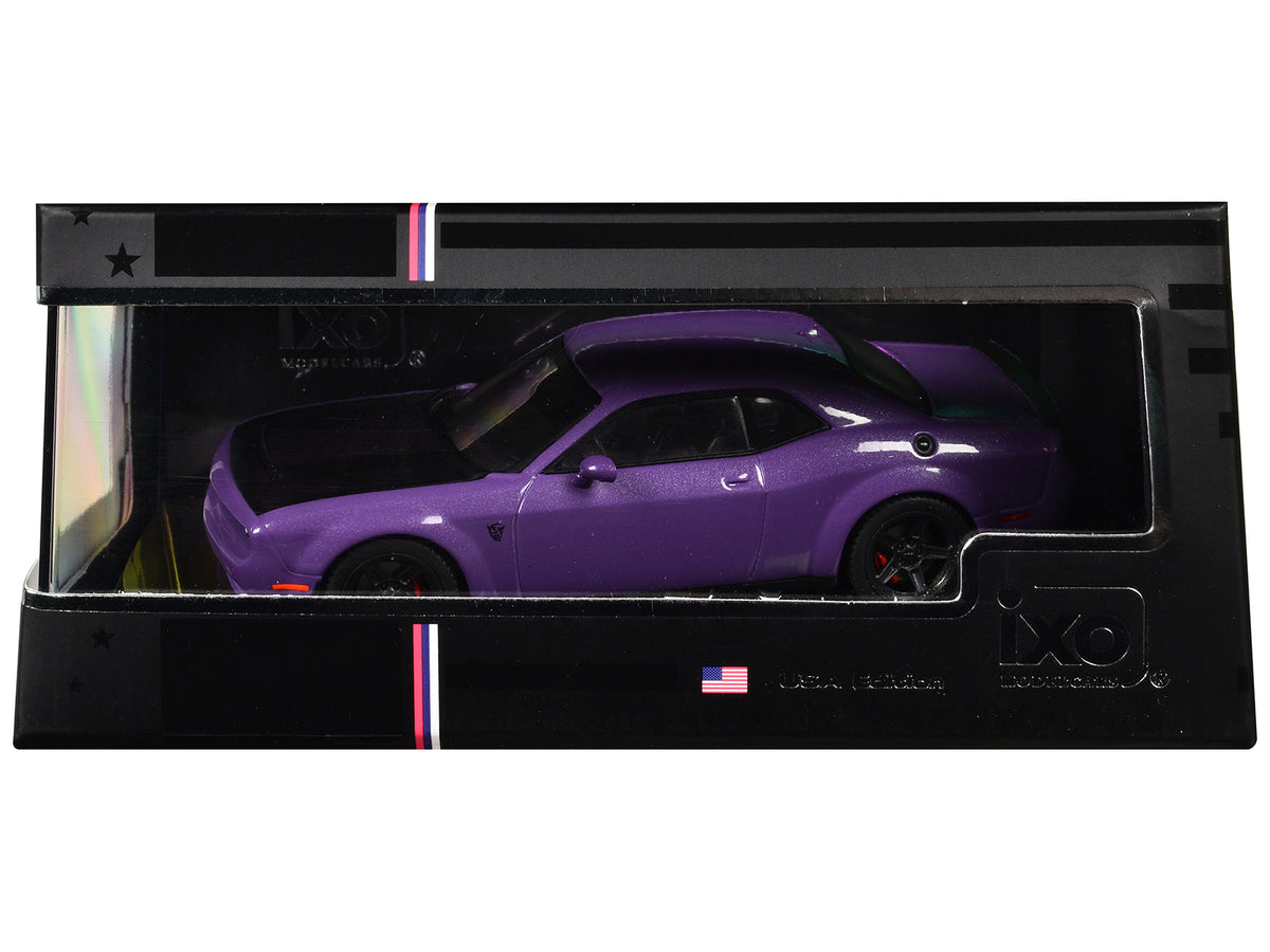 2018 Dodge Challenger SRT Demon Plum Crazy Metallic Matt Black Hood 1/43 Diecast