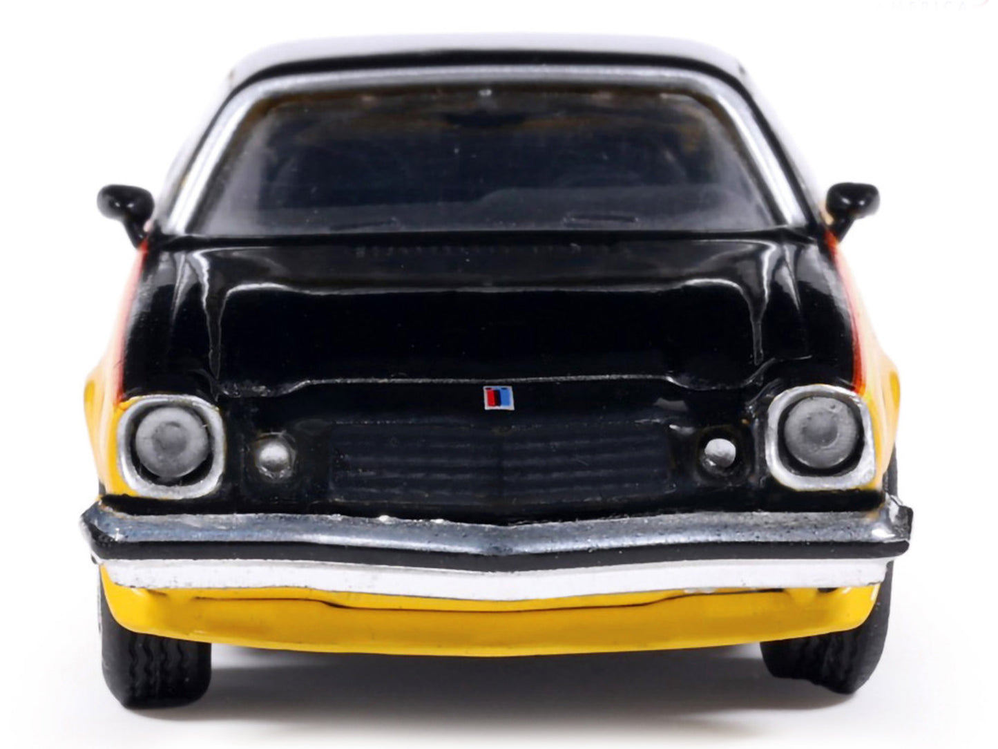 1976 Chevrolet Camaro Rally Sport Black and Yellow with Red Stripes 1/64 Diecast Model Car by IXO Models