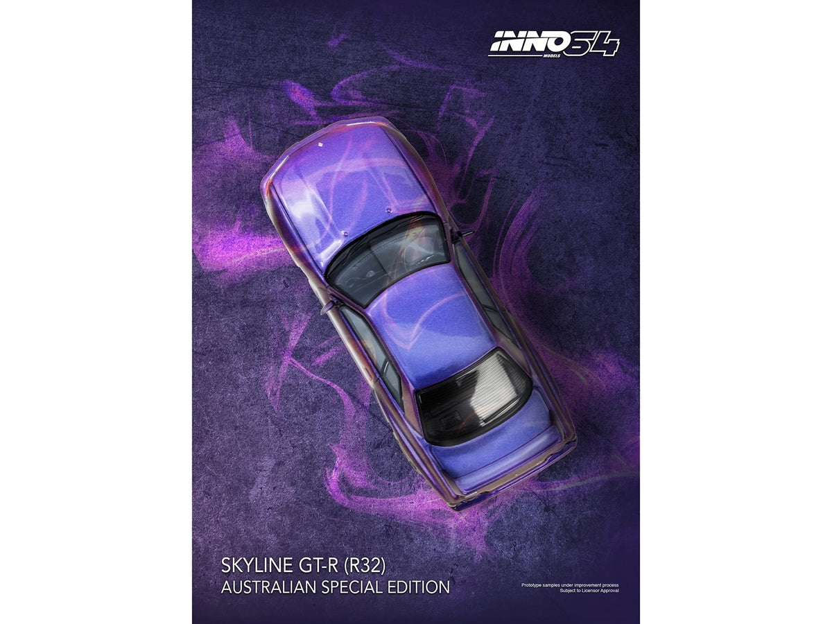 Nissan Skyline GT-R (R32) RHD (Right Hand Drive) Midnight Purple Metallic "Australian Special Edition" 1/64 Diecast Model Car by Inno Models
