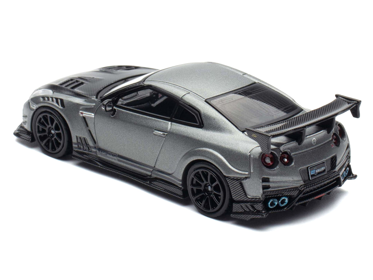 Nissan GT-R (R35) "Top Secret" RHD (Right Hand Drive) Gray Metallic with Carbon Hood "IAM Bangkok 2025 Event Edition" 1/64 Diecast Model Car by Inno Models
