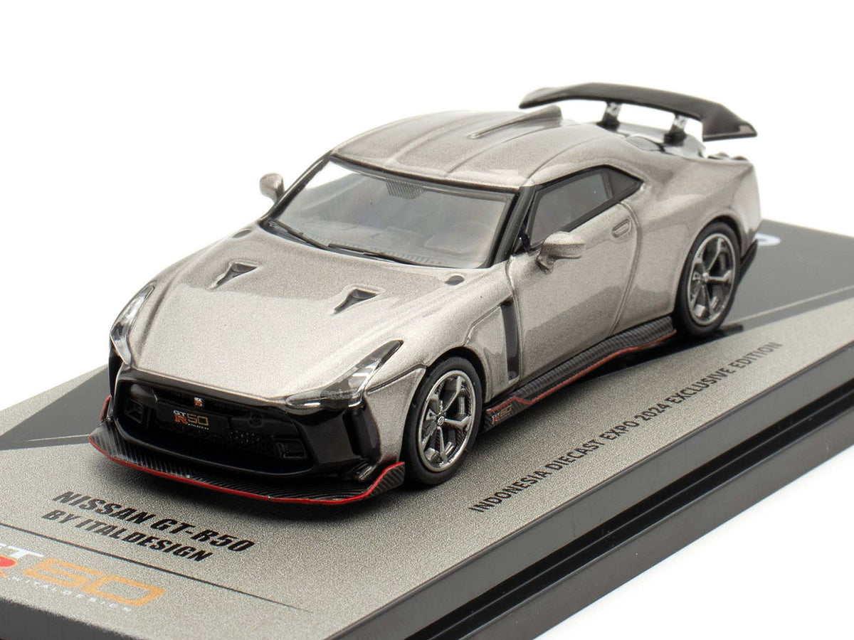 Nissan GT-R50 By ItalDesign Gray Metallic "Indonesia Diecast Expo 2024 Exclusive Edition" 1/64 Diecast Model Car by Inno Models