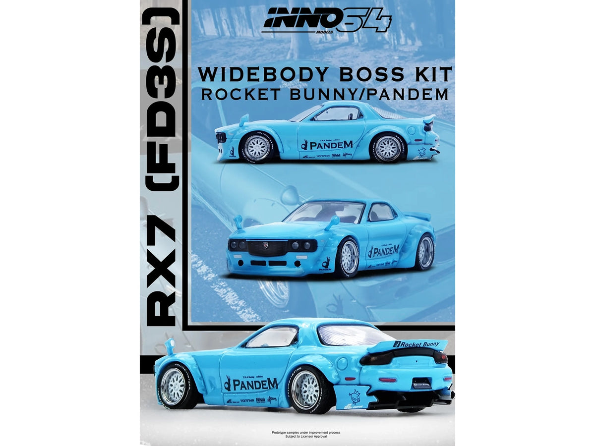 Mazda RX-7 (FD3S) RHD (Right Hand Drive) "Pandem Rocket Bunny" Light Blue 1/64 Diecast Model Car by Inno Models