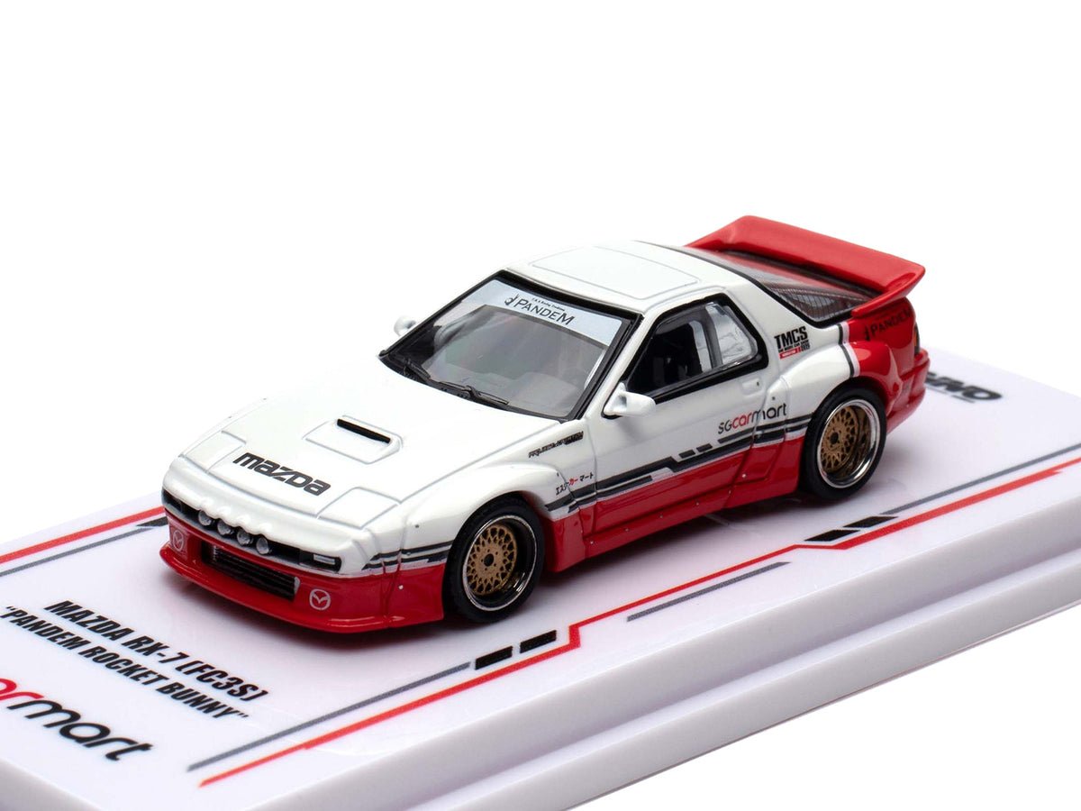 Mazda RX-7 (FC3S) "Pandem Rocket Bunny" White and Red with Black Stripes "The Model Car Show Singapore 2025 Event Edition" 1/64 Diecast Model Car by Inno Models