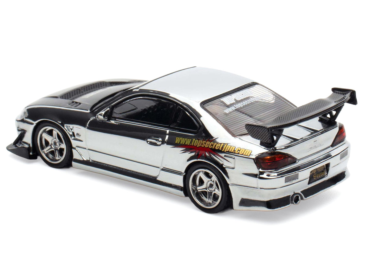 Nissan "Top Secret" Silvia (S15) RHD (Right Hand Drive) Chrome with Carbon Hood "Tokyo Auto Salon Kuala Lumpur 2025 Event Edition" 1/64 Diecast Model Car by Inno Models