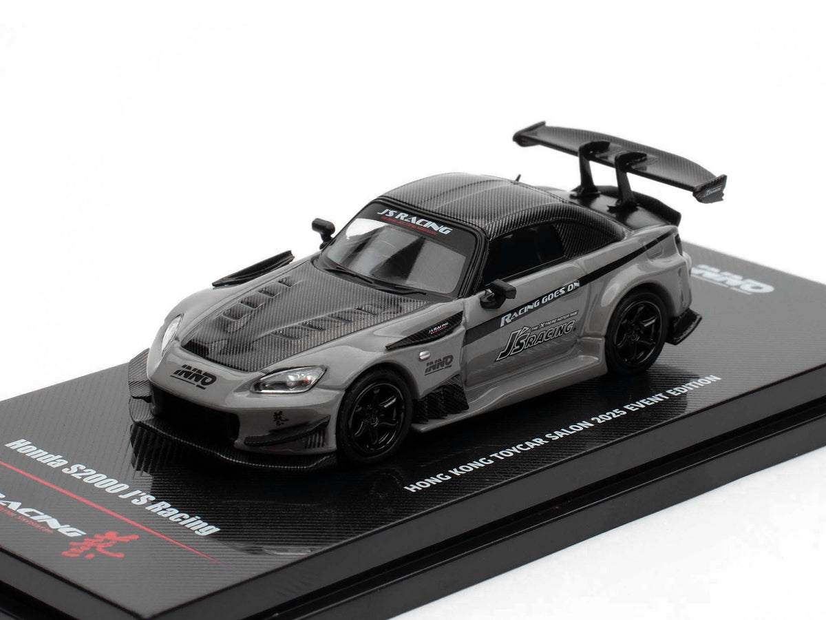 Honda S2000 RHD (Right Hand Drive) "J's Racing" Gray with Carbon Hood and Top "Hong Kong Toycar Salon 2025 Event Edition" 1/64 Diecast Model Car by Inno Models