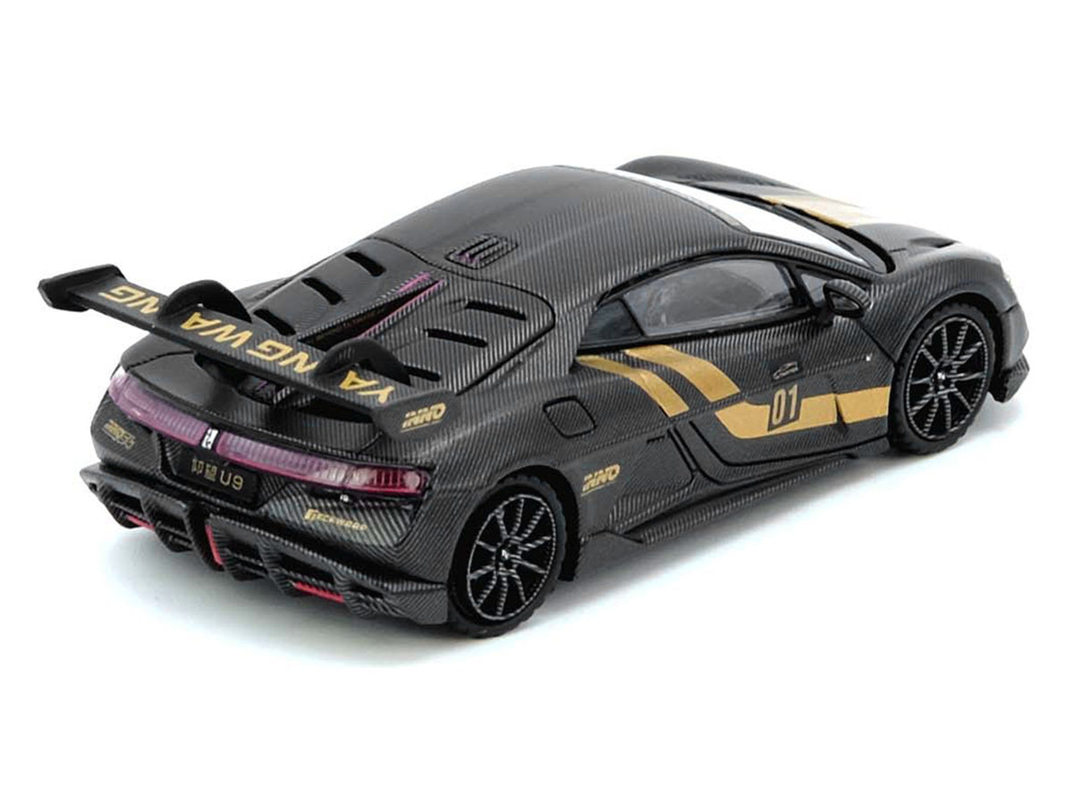 Yangwang U9 #01 Carbon Fiber with Gold Stripes "APA XPO 2025 Event Edition" 1/64 Diecast Model Car by Inno Models