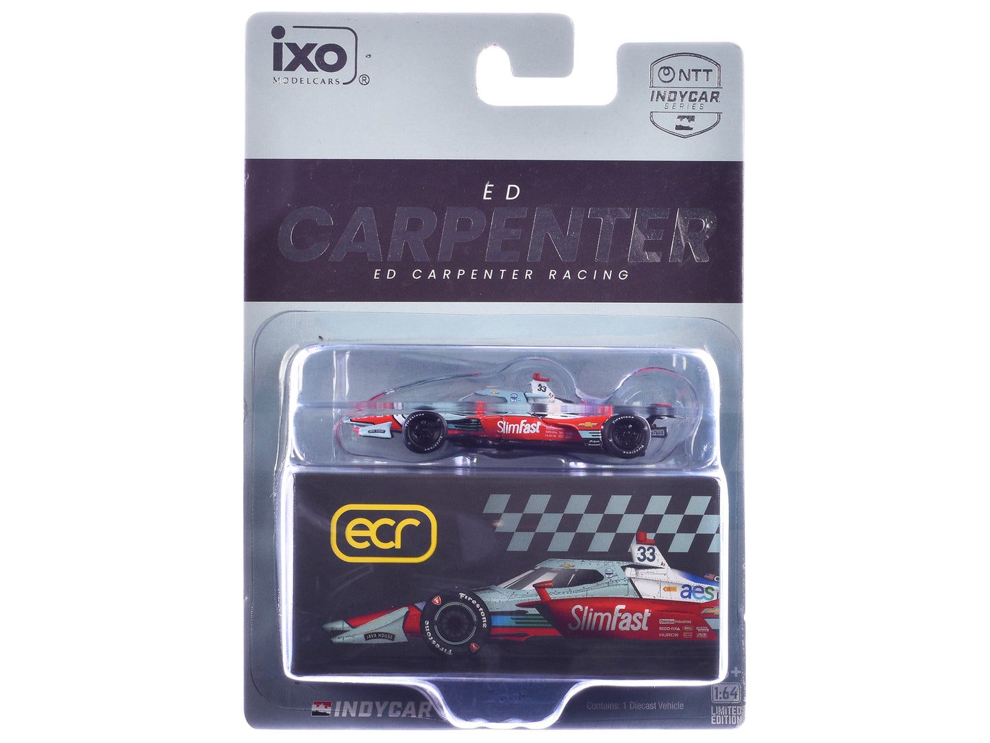 Dallara IndyCar #33 Ed Carpenter "Slim Fast" Ed Carpenter Racing (Road Course Configuration) "NTT IndyCar Series" (2026) 1/64 Diecast Model Car by IXO Models