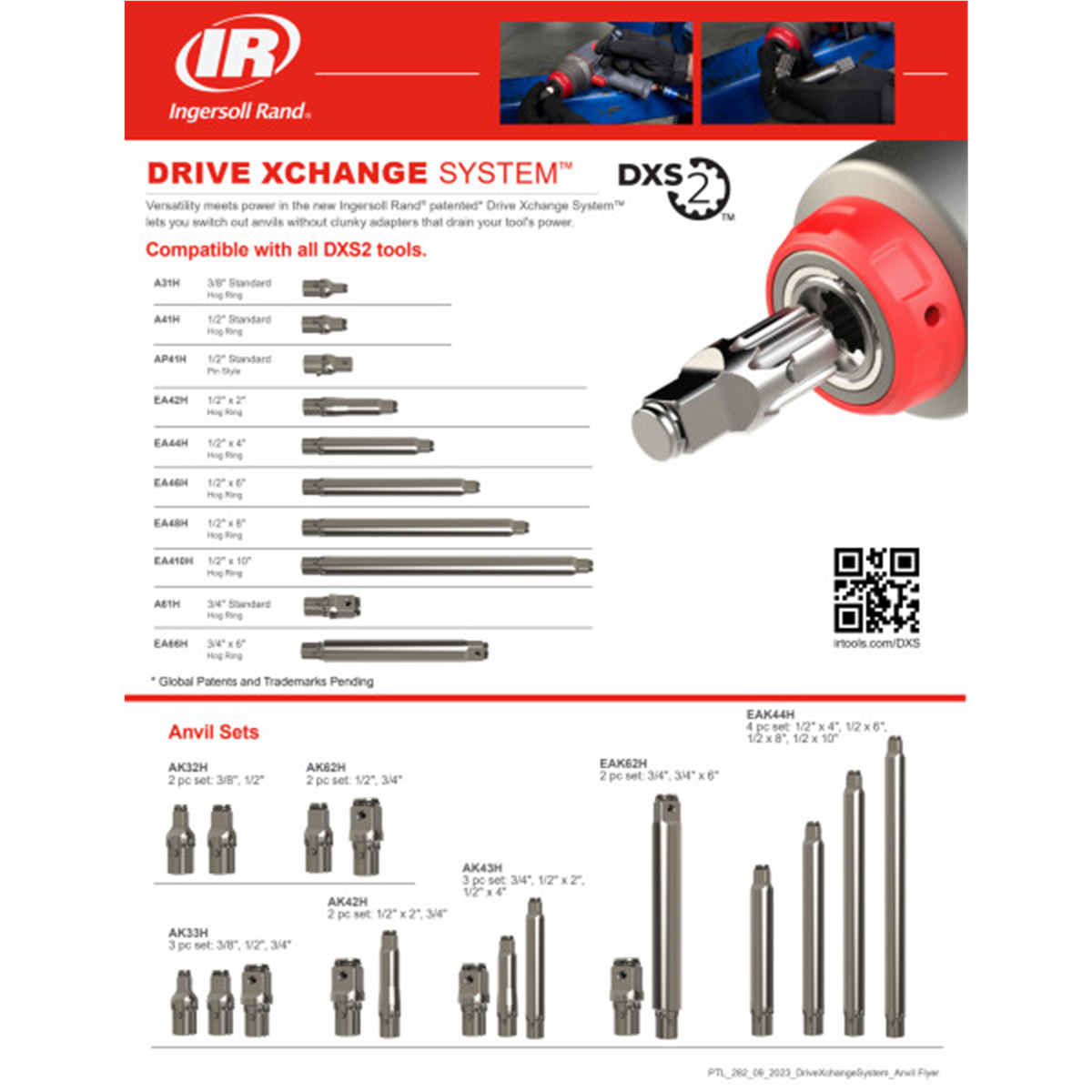 Ingersoll Rand DXS 1/2" Drive 2" and 4" Extended, 3/4"Drive Standard Anvil 3 Piece Set