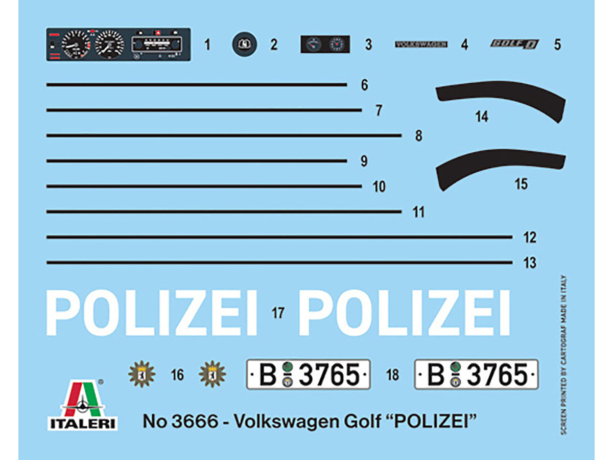 Skill 3 Model Kit 1978 Volkswagen Golf 1/24 Scale Model by Italeri