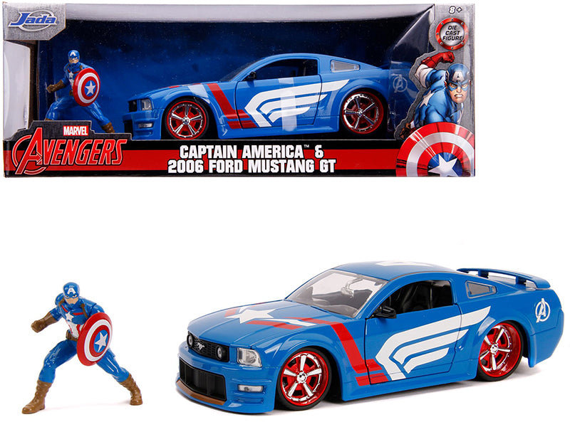 2006 Ford Mustang GT with Captain America Diecast Figurine "Avengers" "Marvel" Series 1/24 Model Car by Jada <h2>2006 Jada</h2> <p>High-quality perfect for collectors and enthusiasts. Features detaile