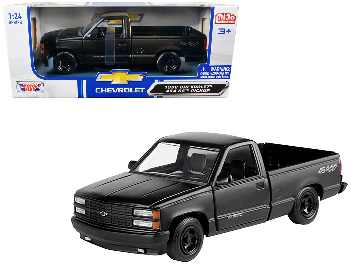 1992 Chevrolet 454 SS Pickup Truck Matt Black 1/24 Diecast Model Car by Motormax <h2>1992 Motormax</h2> <p>High-quality perfect for collectors and enthusiasts. Features detailed interior exterior craf