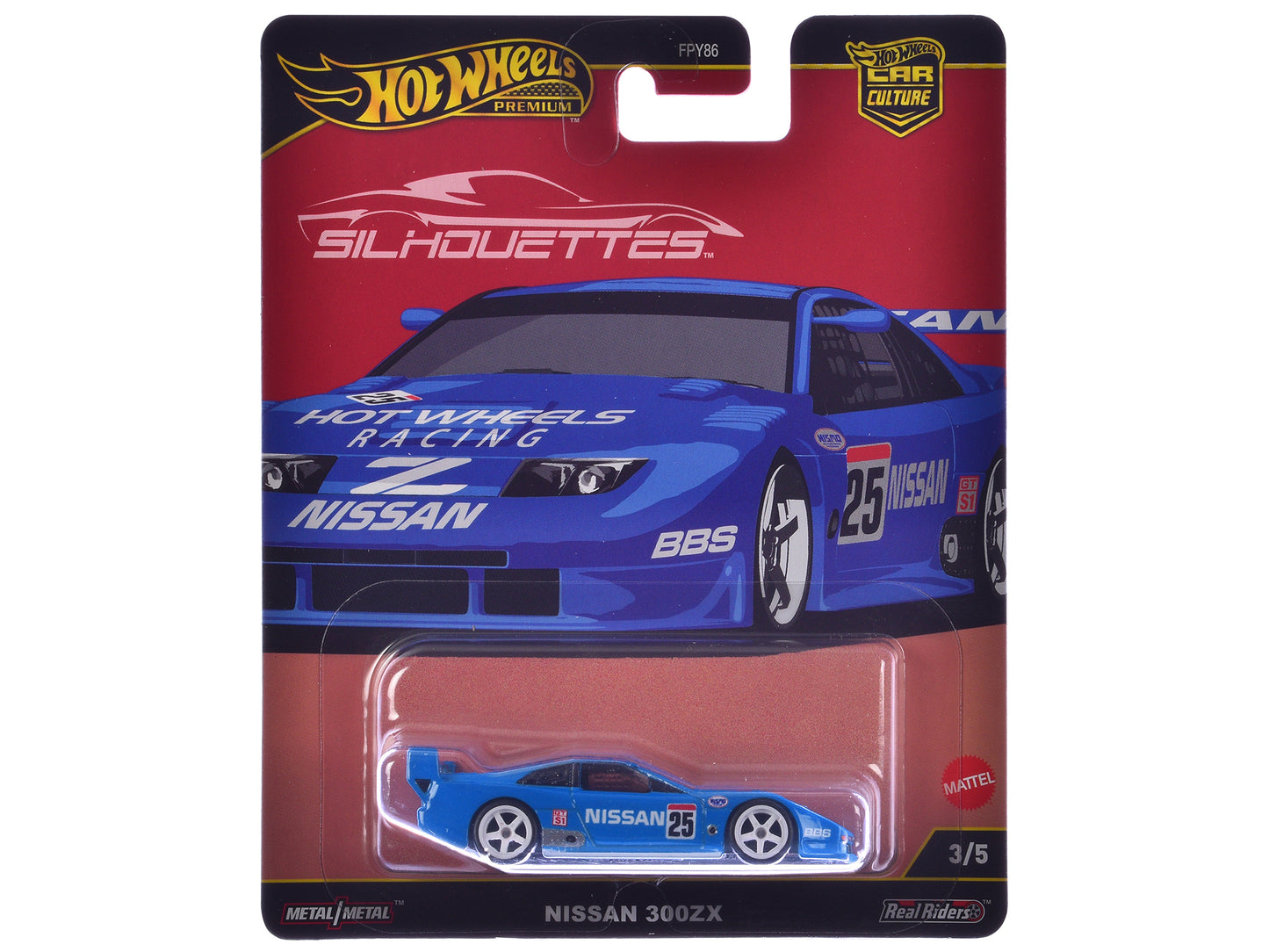 Hot Wheels Nissan 300ZX #25 "Hot Racing" Blue "Silhouettes" Series Diecast Model Car by <h2>Nissan Wheels</h2> <p>High-quality perfect for collectors and enthusiasts. Features detailed interior exteri