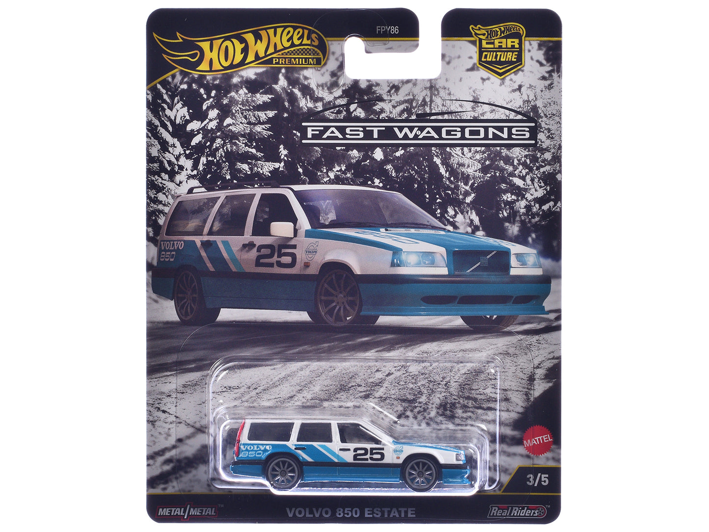 Hot Wheels Volvo 850 Estate Wagon #25 Blue and White "Fast Wagons" Series Diecast Model Car by <h2>Volvo Wheels</h2> <p>High-quality perfect for collectors enthusiasts. Features detailed interior exte