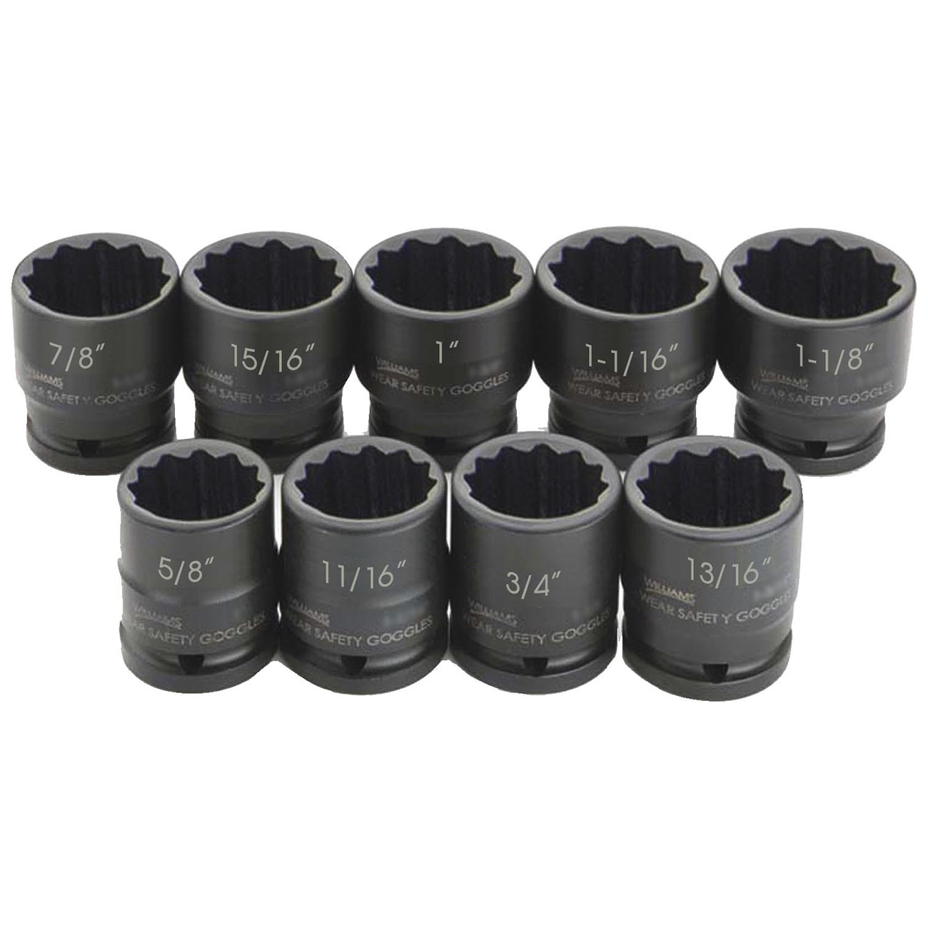 Williams 3/4″ Drive Shallow Skirt Impact SAE Socket Set - 12 Point (9 Piece)