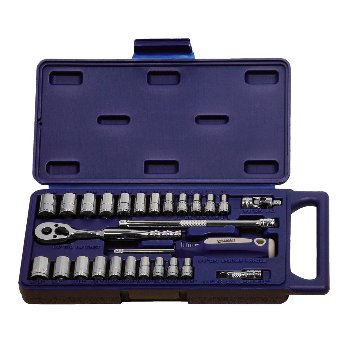 Williams 1/4" Drive Metric/SAE 6-Point Socket Set (27-Piece)