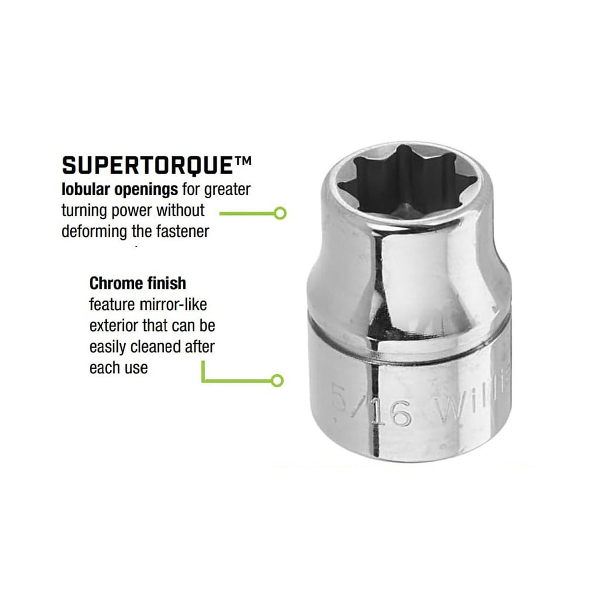 Williams 5/16″ Shallow Socket 3/8″ Drive 8 Point