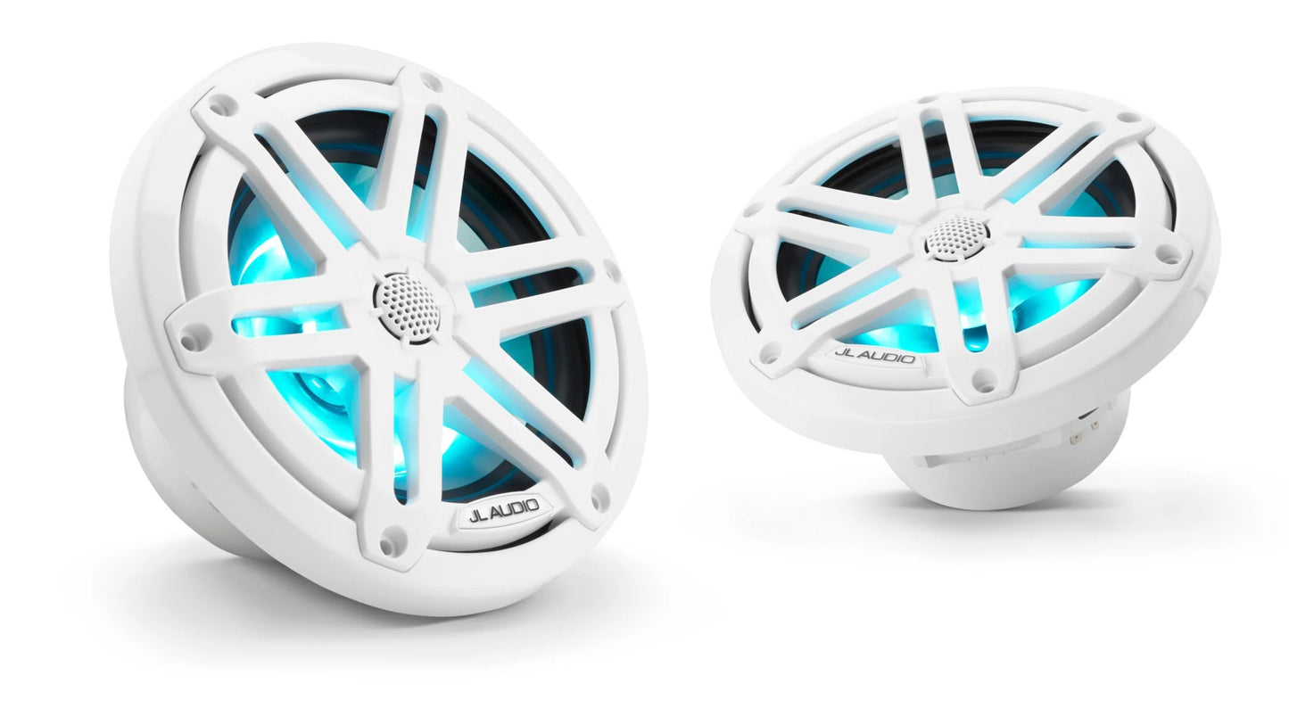 JL Audio M3 6.5in Coaxial Speakers Wtron White Sport Grille with RGB LED