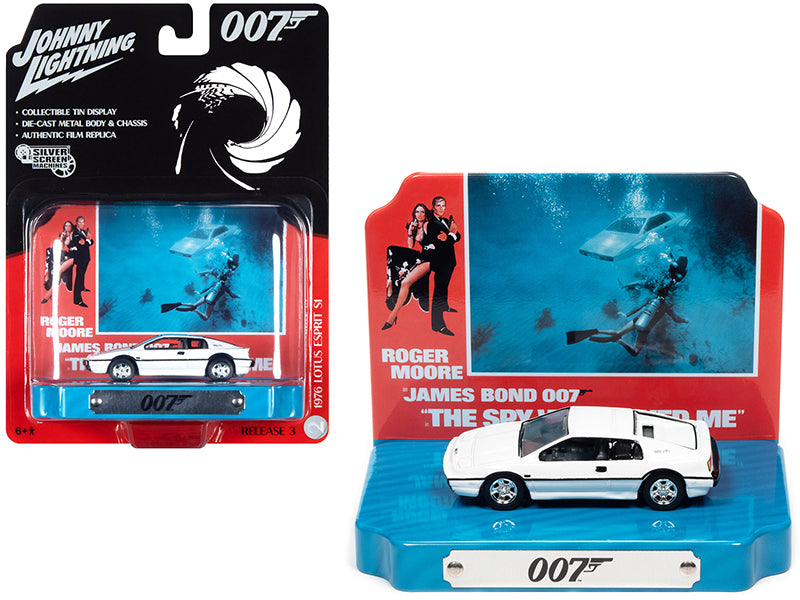 1976 Lotus Esprit S1 White with Collectible Tin Display "007" Movie 1/64 Diecast
