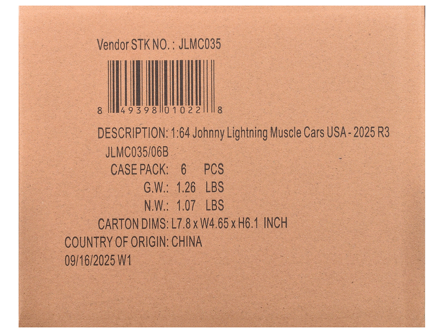 "Muscle Cars USA" 2025 Release 3 Set B of 6 pieces "MECUM Auctions" 1/64 Diecast Model Cars by Johnny Lightning