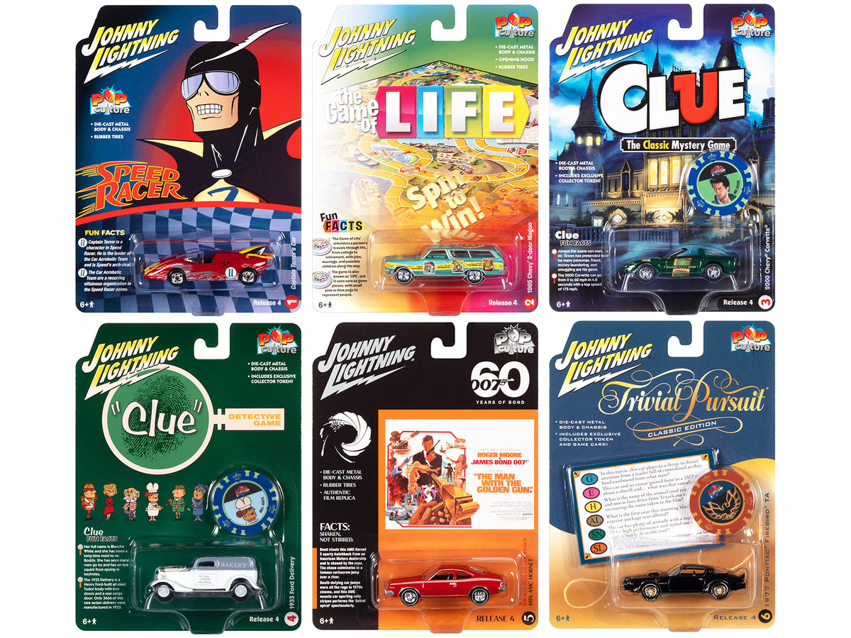 Pop Culture 2022 Set of 6 Cars Release 4 1/64 Diecast Cars by Johnny Lightning