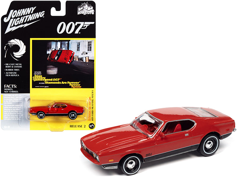 1971 Ford Mustang Mach 1 Bright Red Black Bottom Movie Pop Culture 1/64 Diecast