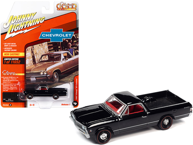 1967 Chevrolet El Camino Tuxedo Black with Red Interior Series 1/64 Diecast