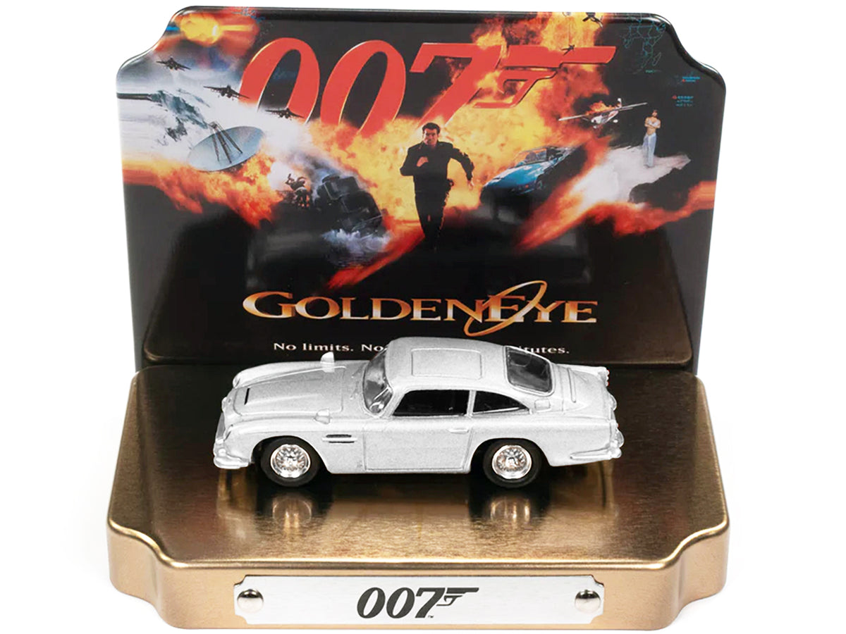 Aston Martin DB5 RHD 007 GoldenEye Movie Collectible Tin Display 1/64 Diecast