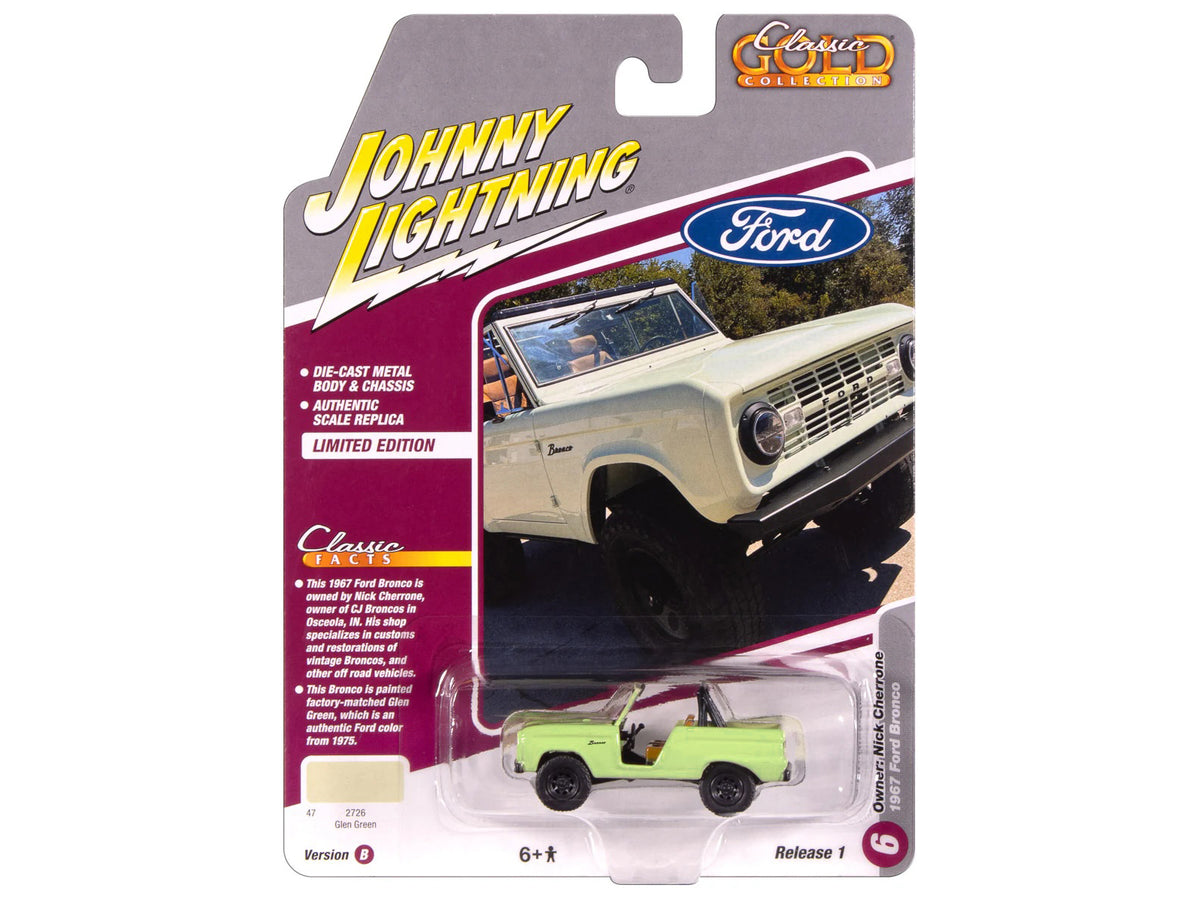 1967 Ford Bronco "Nick Cherrone" Glen Green 1/64 Diecast by Johnny Lightning
