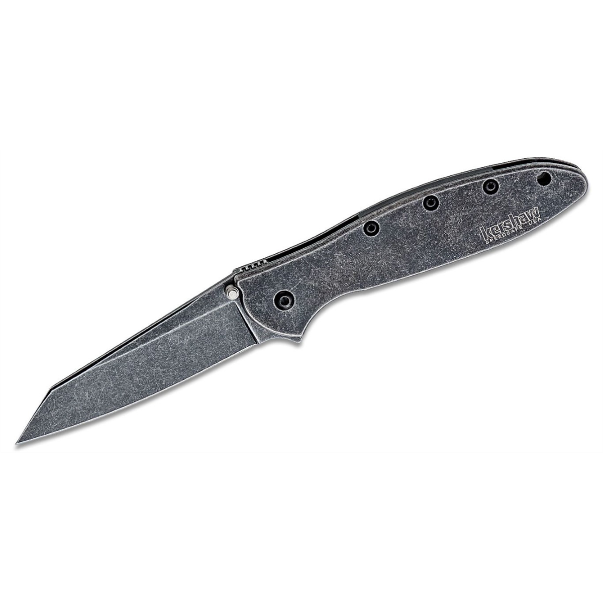 Kershaw Random Leek Assisted Open Frame Lock Reverse Tanto Blade EDC Folding Pocket Knife with BlackWash Finish - Blackwash