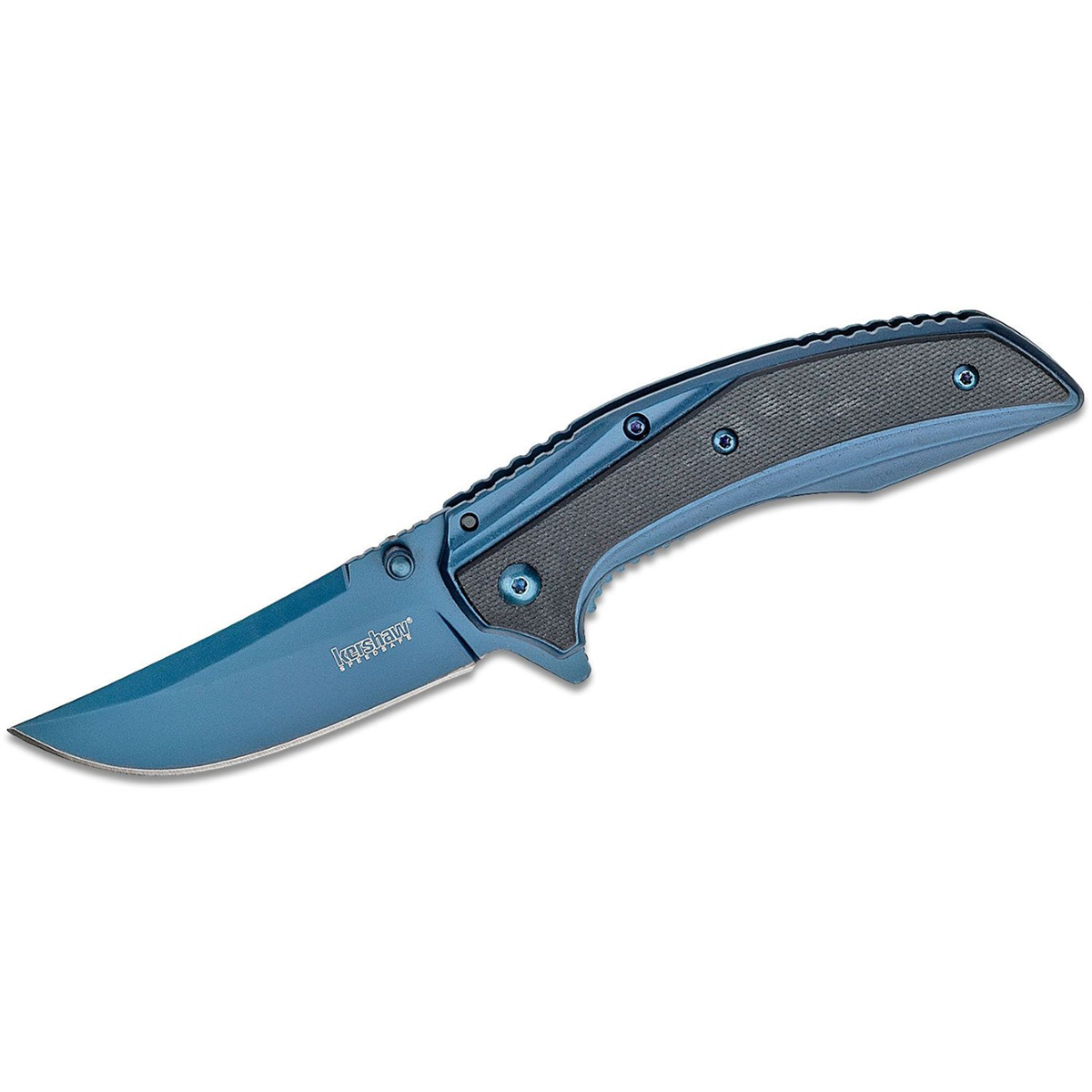 Kershaw Outright Assisted Opening Frame Lock Trailing Point Blade EDC Folding Pocket Knife - Blue