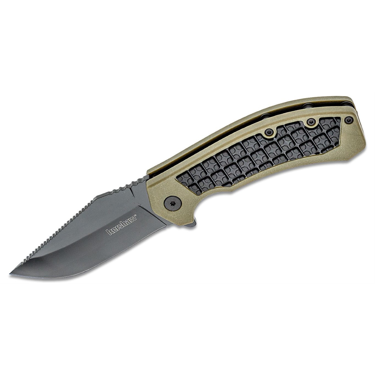 Kershaw Faultline Manual Open Inset Liner Lock Drop Point Blade EDC Folding Pocket Knife - Olive/Black