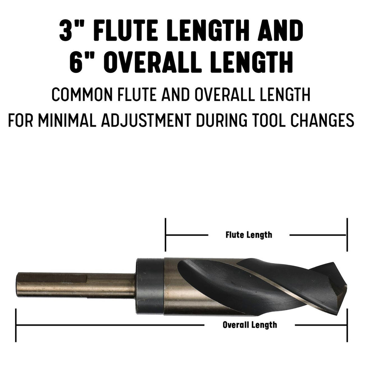 DRILL AMERICA 1-1/8 Reduced Shank HSS Black & Gold Contractor Drill Bit with 3-Flat Shank
