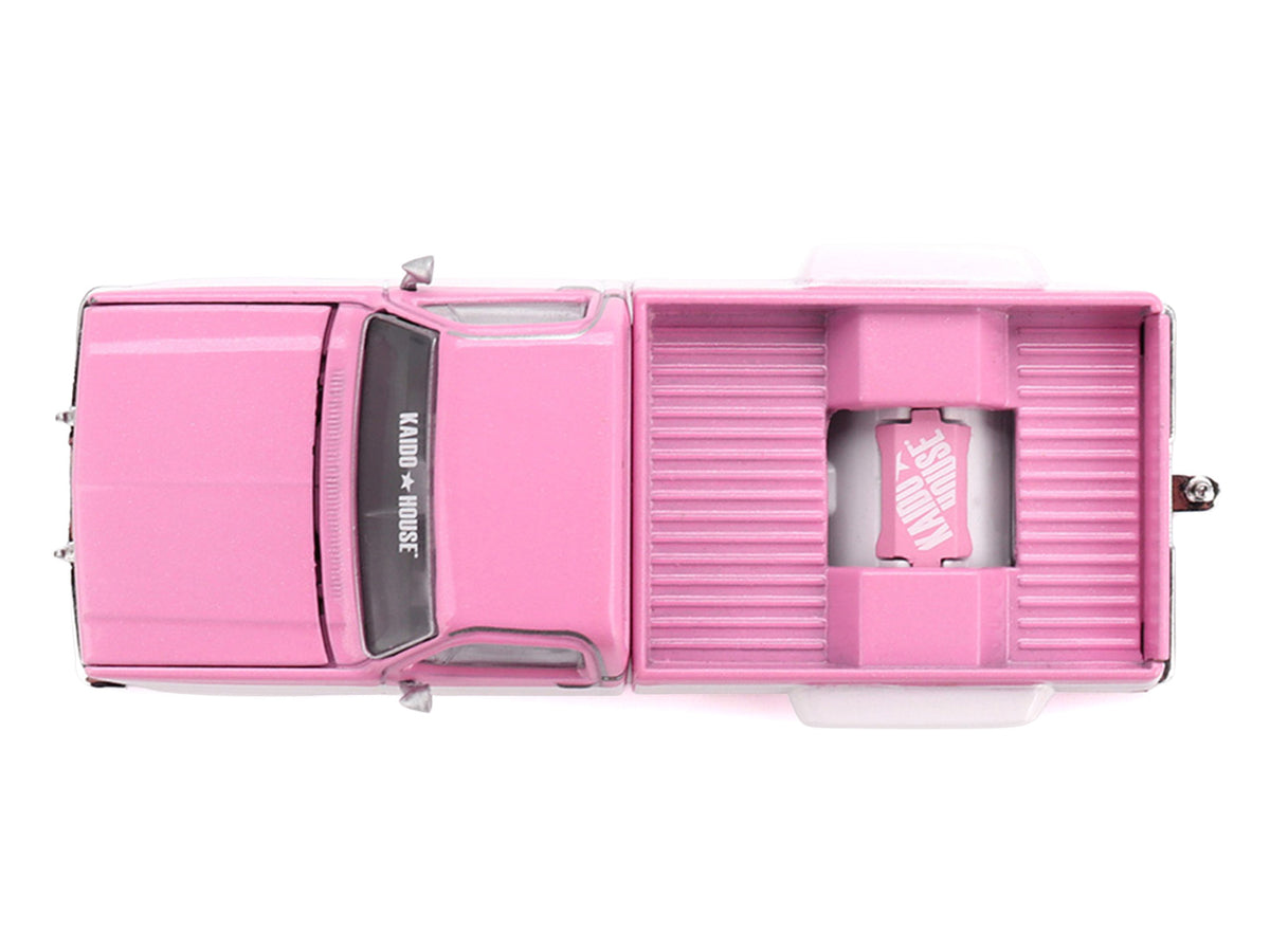 Chevrolet Silverado Dually Pickup Truck Pink White 1/64 Diecast Model - Mini GT