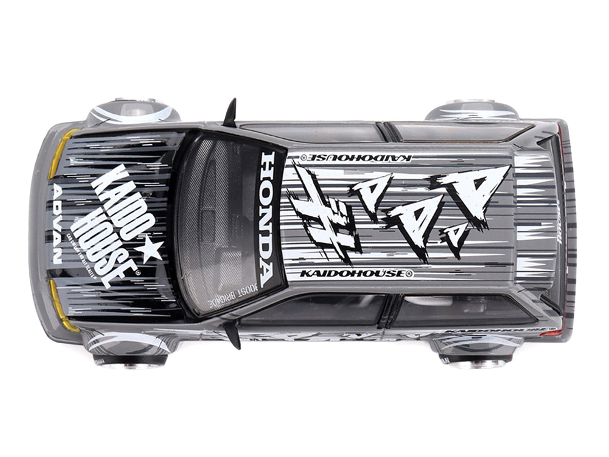 Honda Civic (EF) Gray Metallic Graphics 1/64 Diecast Model Car - Mini GT