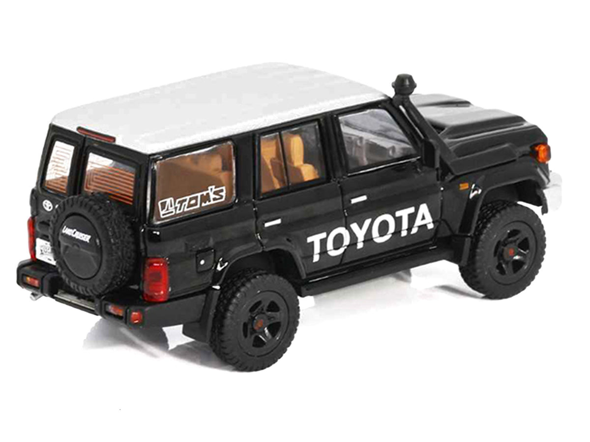 Toyota Land Cruiser (J76) Black with Silver Metallic Top 1/64 Diecast by GCD