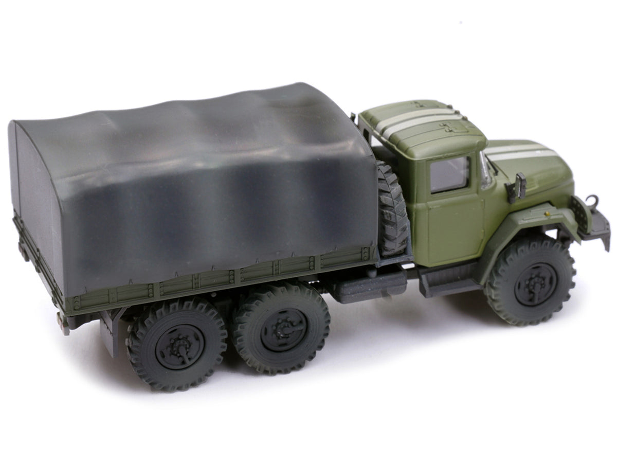 ZIL 131 Cargo Truck Green with White Stripes 1/72 Diecast by Legion