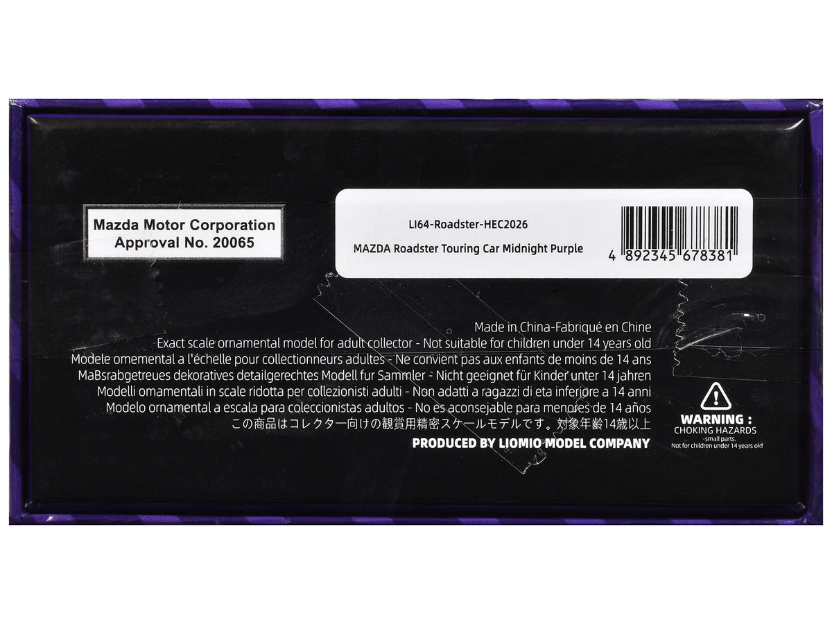 Mazda Roadster Touring Car RHD Midnight Purple Metallic 1/64 Diecast by Liomio