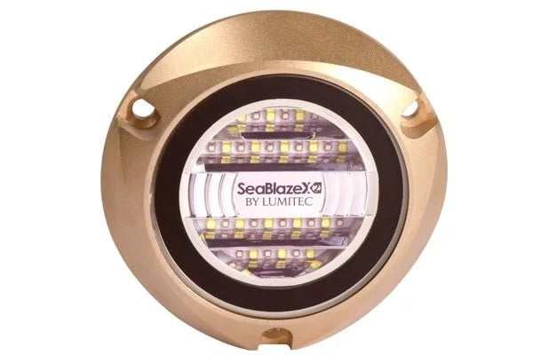 Lumitec Seablaze X2 Dual Color Blue/White Wtron LED Surface Mount Bronze Housing 12/24v