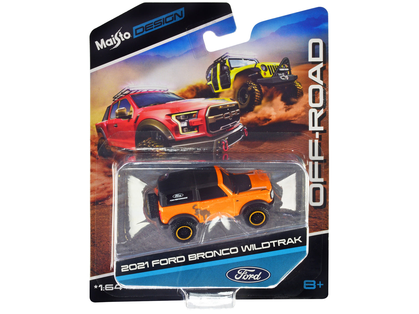 Maisto 2021 Ford Bronco Wildtrak Orange Metallic with Black Top "Off-Road" "Maisto Design" Series 1/64 Diecast Model Car by <h2>2021 Maisto</h2> <p>High-quality perfect for collectors and enthusiasts.