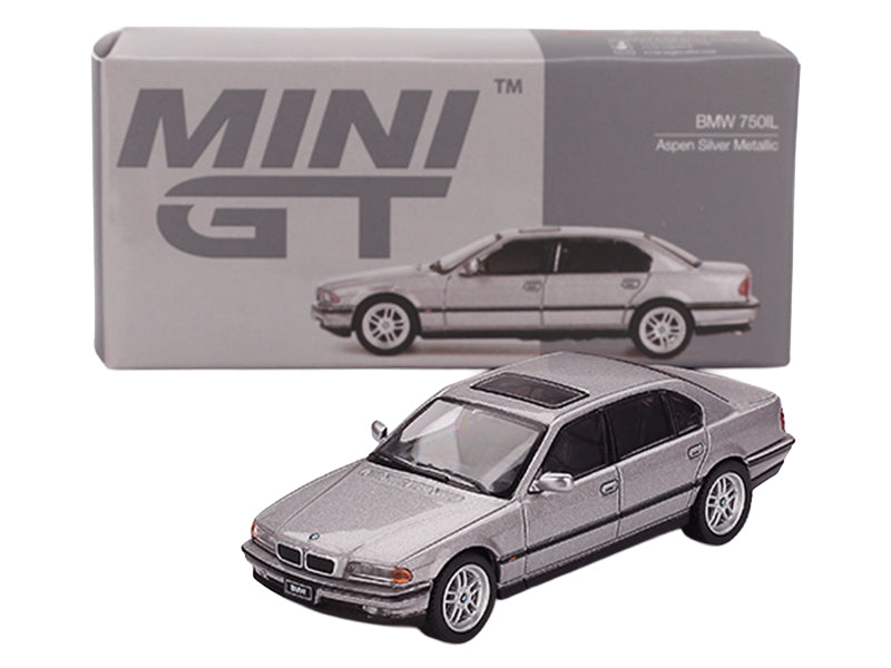 BMW 750IL Aspen Silver Metallic with Sun Roof Limited Edition 1/64 Diecast Model Car by Mini GT