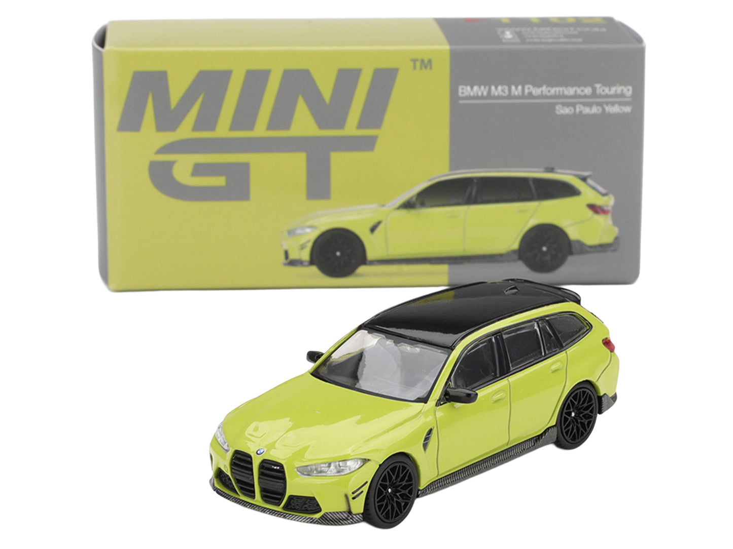BMW M3 M Performance Touring Sao Paulo Yellow with Black Top Limited Edition 1/64 Diecast Model Car by Mini GT